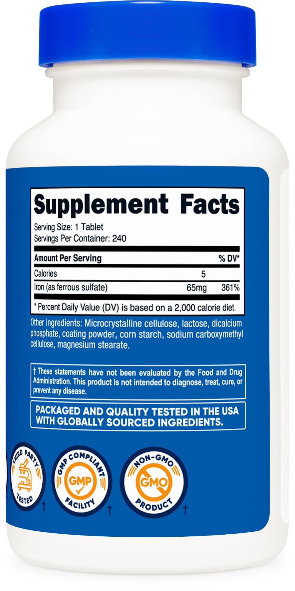 Foto 6 pulgar | Suplemento Nutricost: Sulfato Ferroso De Hierro, 65 Mg, 240 Tabletas - Venta Internacional.