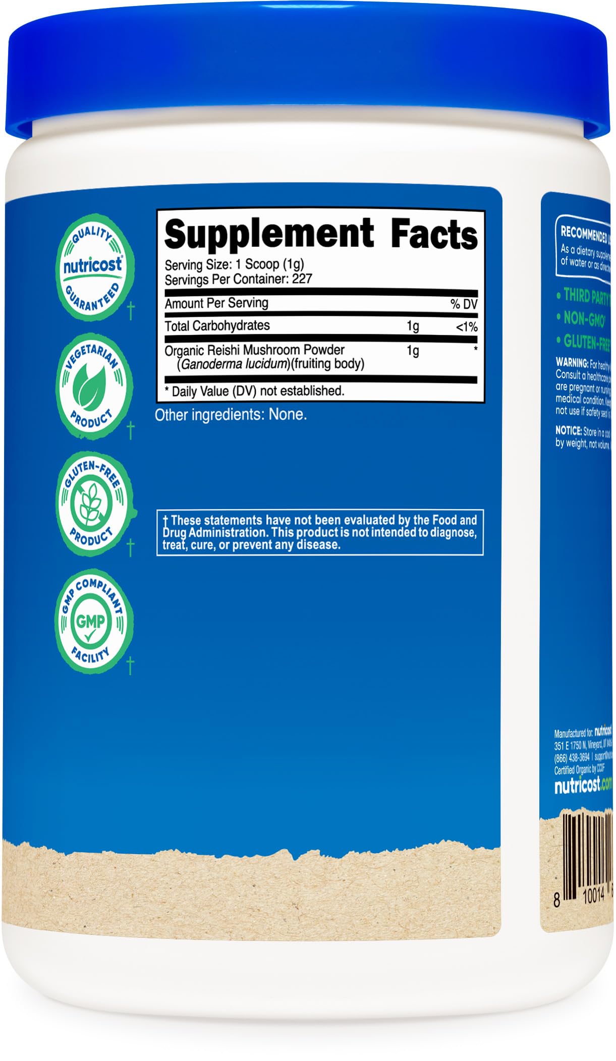 Foto 6 pulgar | Suplemento Nutricost Organic Reishi En Polvo 227 G - Venta Internacional.