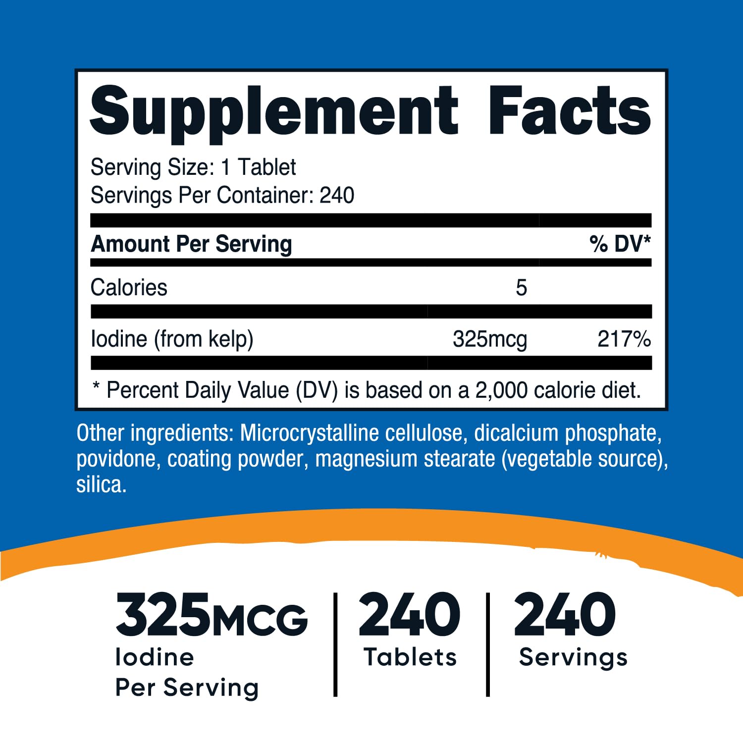 Foto 3 pulgar | Suplemento Nutricost Kelp Tablets 325 Mcg De Yodo 240 Tabletas - Venta Internacional.