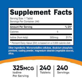 Foto 2 | Suplemento Nutricost Kelp Tablets 325 Mcg De Yodo 240 Tabletas - Venta Internacional.