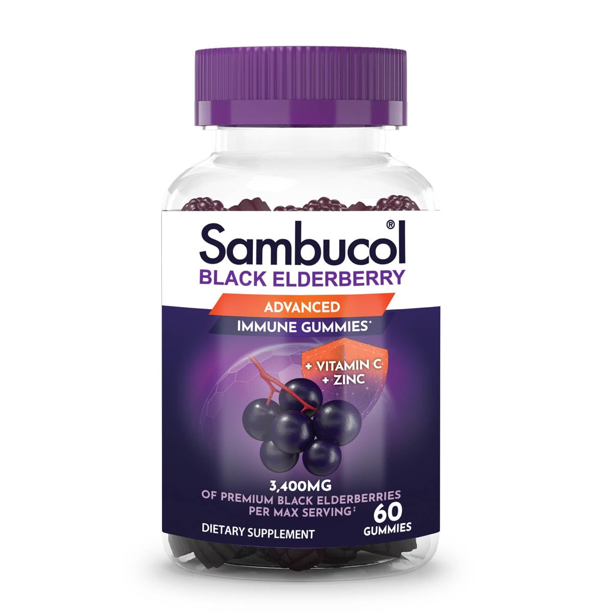 Foto 2 pulgar | Complemente Las Gomitas De Saúco Negro Sambucol Con Zinc Y Vitamina C - Venta Internacional.