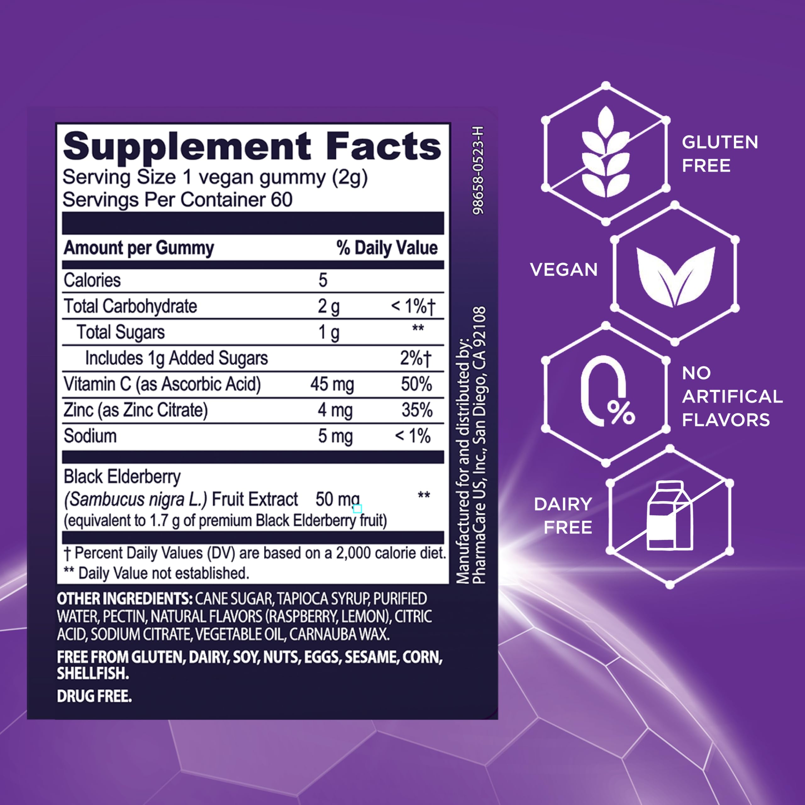 Foto 4 pulgar | Complemente Las Gomitas De Saúco Negro Sambucol Con Zinc Y Vitamina C - Venta Internacional.