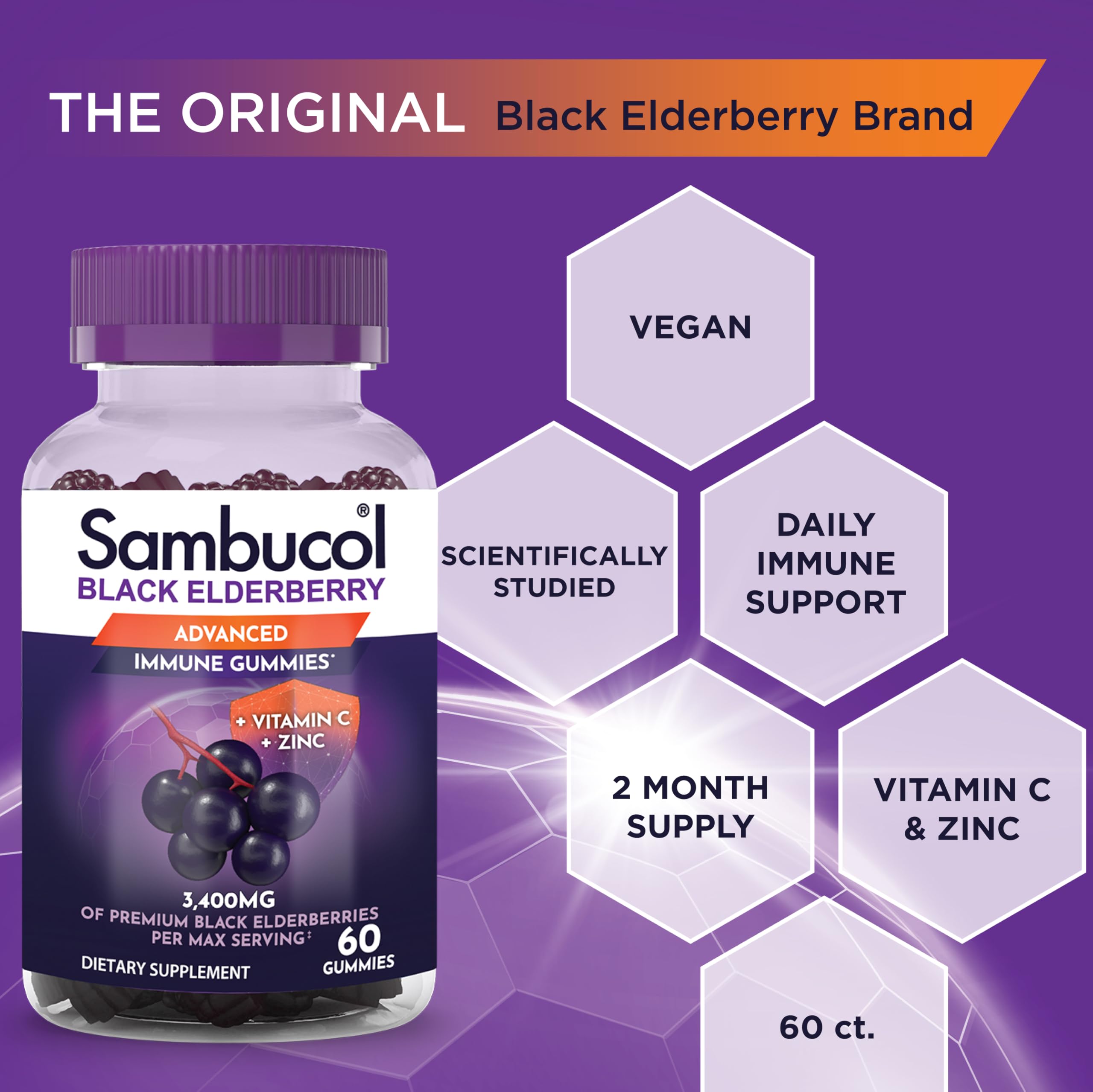 Foto 5 pulgar | Complemente Las Gomitas De Saúco Negro Sambucol Con Zinc Y Vitamina C - Venta Internacional.