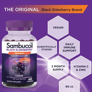 Foto 4 | Complemente Las Gomitas De Saúco Negro Sambucol Con Zinc Y Vitamina C - Venta Internacional.