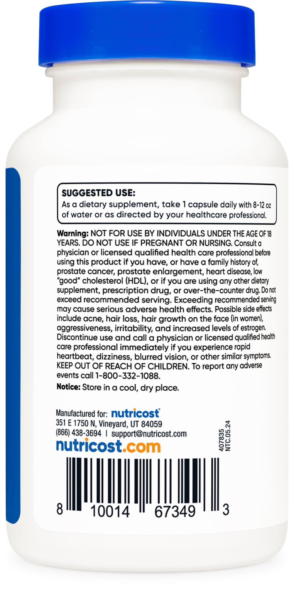 Foto 5 pulgar | Suplemento Nutricost Pregnenolone 100 Mg 120 Cápsulas - Venta Internacional.