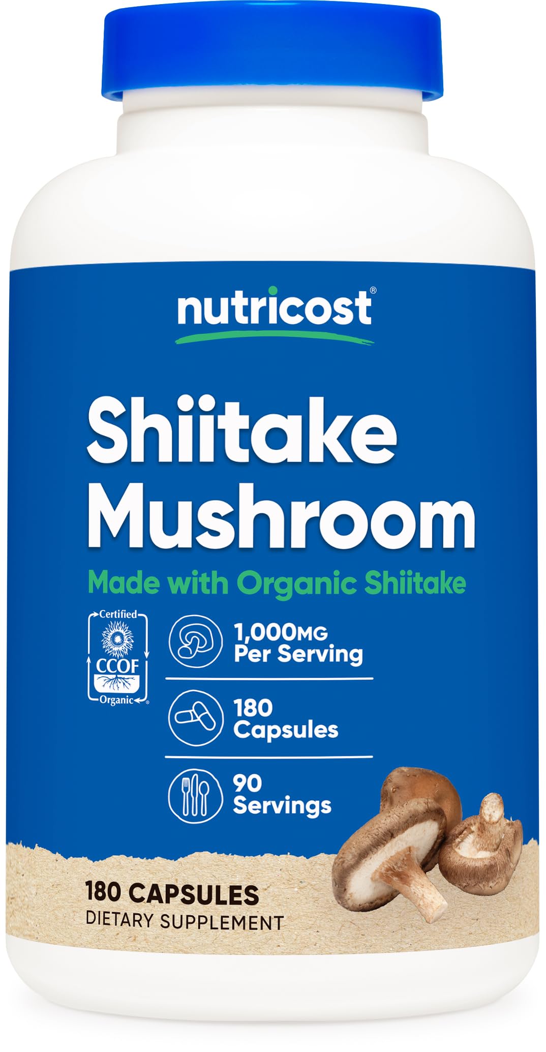 Foto 1 | Suplemento Nutricost De Hongos Shiitake Orgánicos 1000 Mg 180 Cápsulas - Venta Internacional.