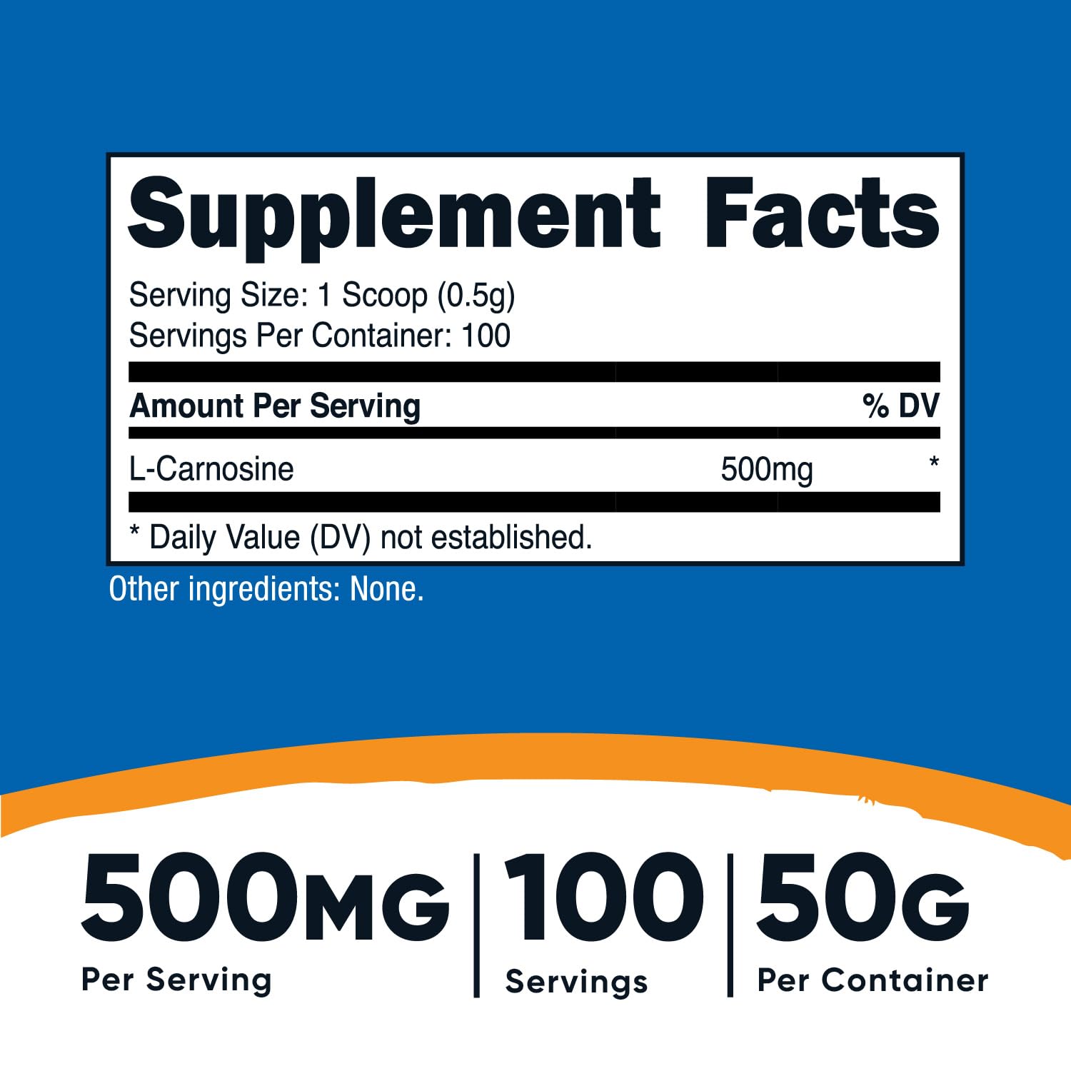 Foto 3 pulgar | Suplemento Nutricost L-carnosina en Polvo 50 G - Venta Internacional