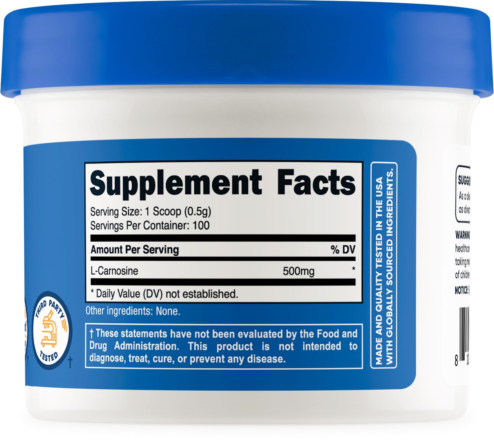 Foto 5 pulgar | Suplemento Nutricost L-carnosina en Polvo 50 G - Venta Internacional
