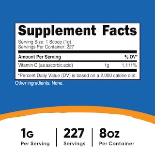 Foto 2 | Vitamina C En Polvo Ácido Ascórbico Nutricost 227 G (8 Oz) - Venta Internacional.