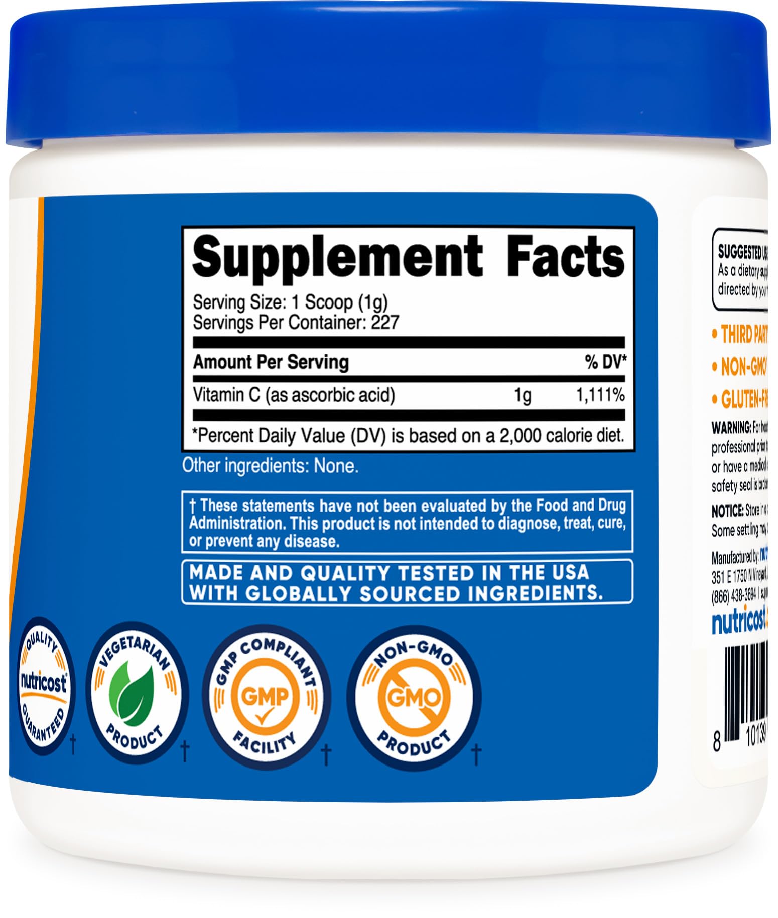 Foto 6 pulgar | Vitamina C En Polvo Ácido Ascórbico Nutricost 227 G (8 Oz) - Venta Internacional.