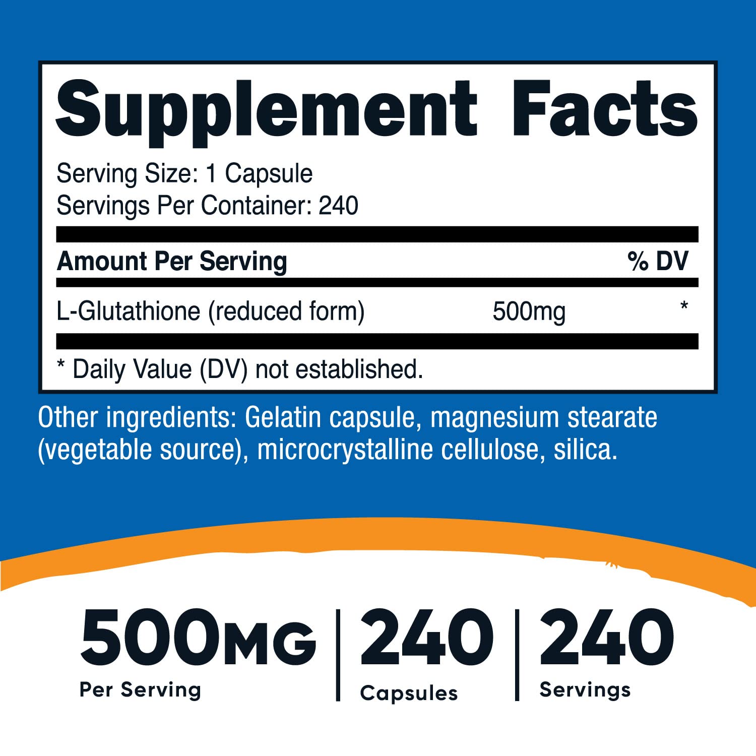 Foto 3 pulgar | Suplemento Nutricost, Cápsulas De Glutatión, 500 Mg, 240 Porciones - Venta Internacional.