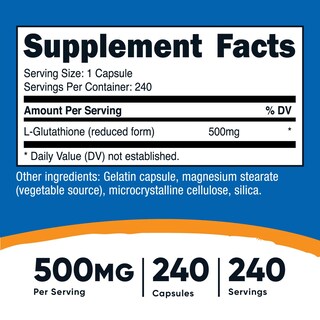 Foto 2 | Suplemento Nutricost, Cápsulas De Glutatión, 500 Mg, 240 Porciones - Venta Internacional.