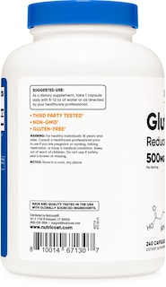 Foto 4 | Suplemento Nutricost, Cápsulas De Glutatión, 500 Mg, 240 Porciones - Venta Internacional.