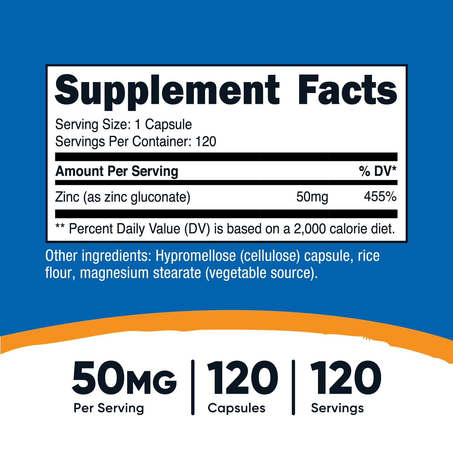 Foto 3 pulgar | Suplemento Nutricost Gluconato De Zinc 50 Mg 120 Cápsulas - Venta Internacional.