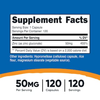 Foto 2 | Suplemento Nutricost Gluconato De Zinc 50 Mg 120 Cápsulas - Venta Internacional.