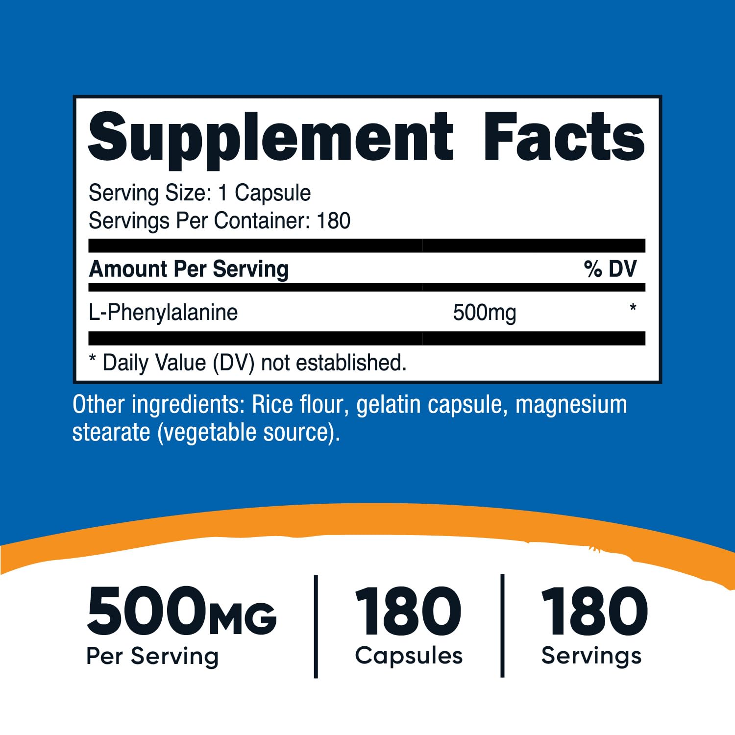 Foto 3 pulgar | Suplemento Nutricost L-fenilalanina 500 Mg 180 Cápsulas - Venta Internacional.
