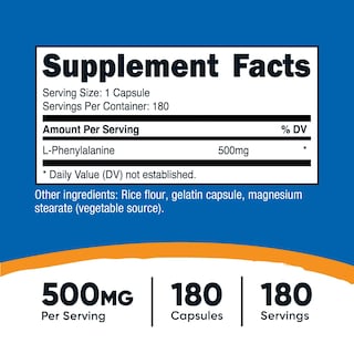 Foto 2 | Suplemento Nutricost L-fenilalanina 500 Mg 180 Cápsulas - Venta Internacional.
