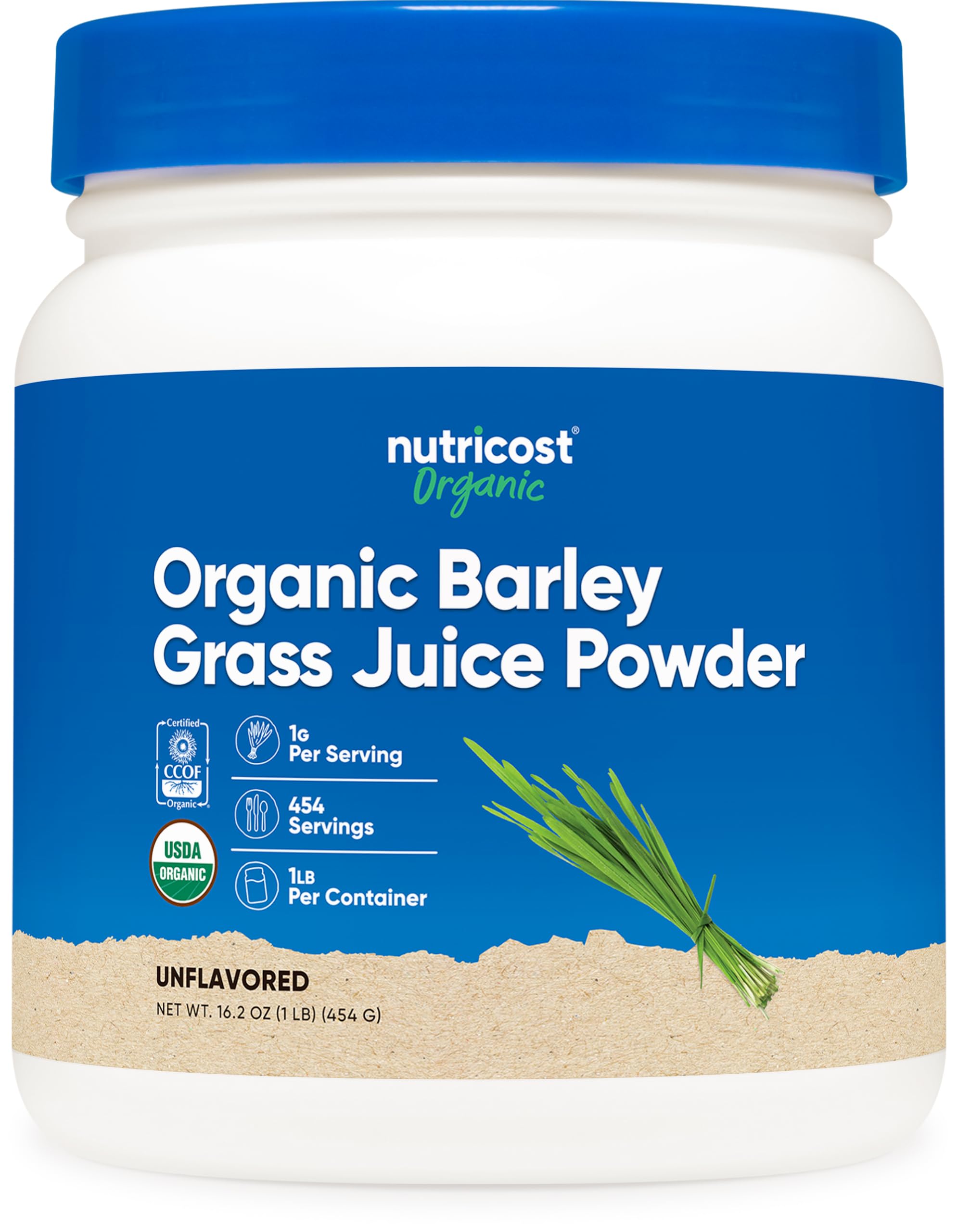 Polvo Orgánico Hierba de Cebada Nutricost 454g Sin Sabor - Venta Internacional