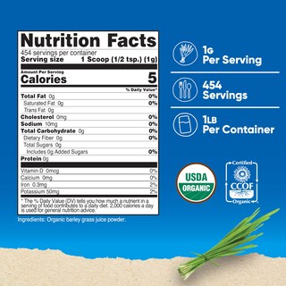 Foto 2 | Polvo Orgánico Hierba de Cebada Nutricost 454g Sin Sabor - Venta Internacional