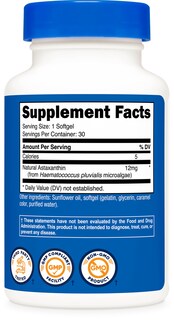 Foto 5 | Suplemento Nutricost De Astaxantina, 12 Mg, 30 Cápsulas Blandas, Sin Ogm - Venta Internacional.