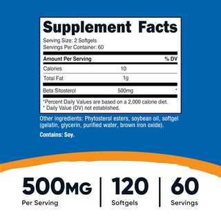 Foto 2 | Suplemento Nutricost Beta Sitosterol 500 Mg 120 Cápsulas Blandas - Venta Internacional.