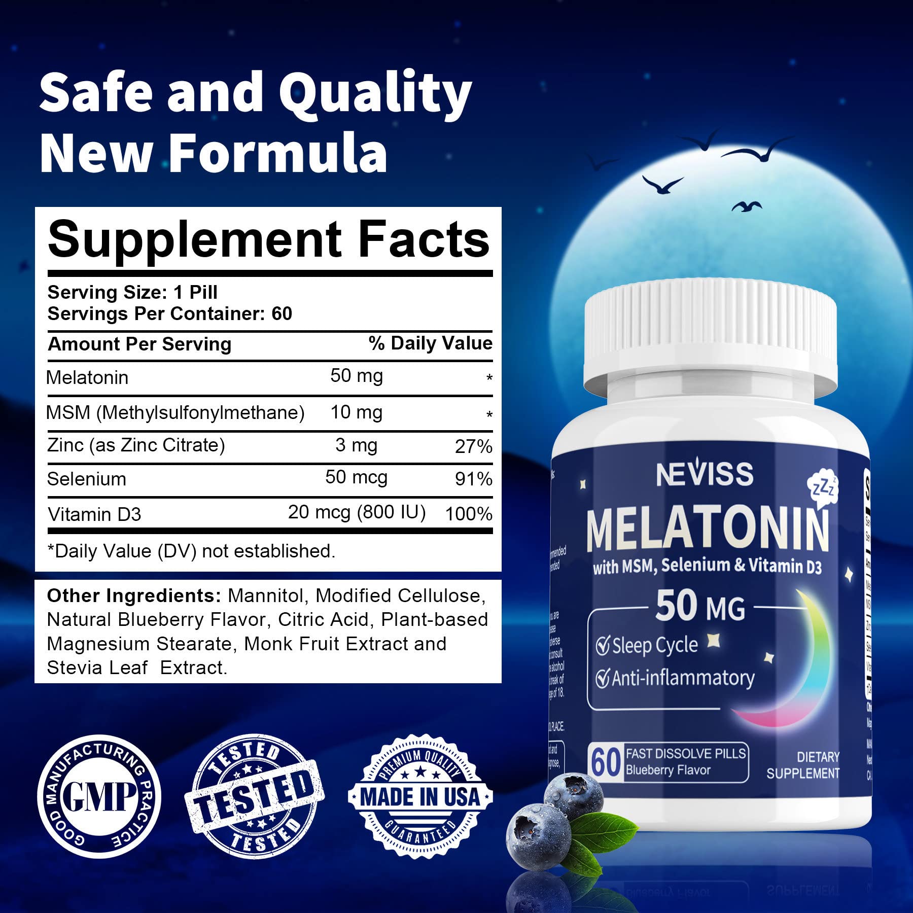Foto 4 pulgar | Suplemento Neviss De Melatonina 50 Mg Para Adultos (180 Porciones) - Venta Internacional.