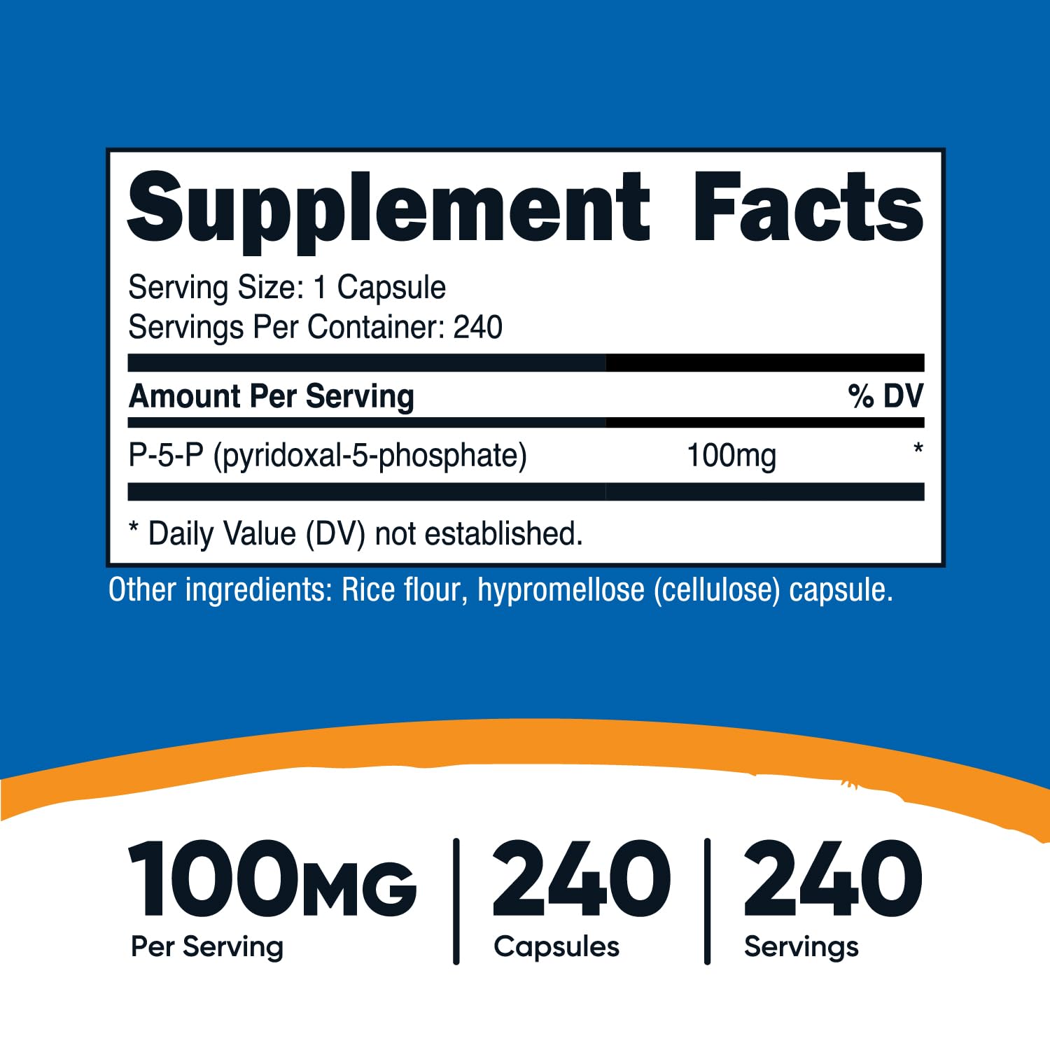 Foto 2 | Suplemento Nutricost P5p De Vitamina B6 100 Mg 240 Cápsulas - Venta Internacional.