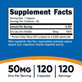 Foto 2 | Suplemento Nutricost De Quelato De Zinc 50 Mg 120 Cápsulas Vegetarianas - Venta Internacional.