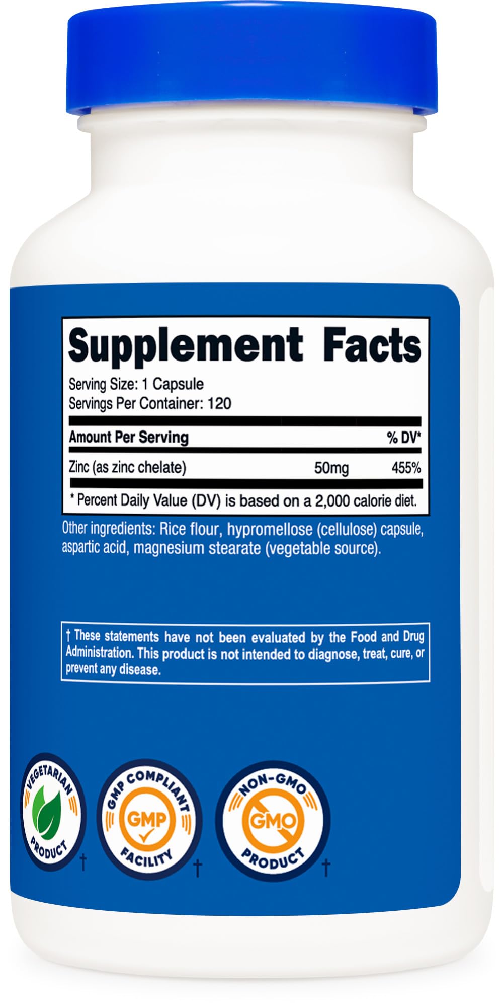 Foto 6 pulgar | Suplemento Nutricost De Quelato De Zinc 50 Mg 120 Cápsulas Vegetarianas - Venta Internacional.