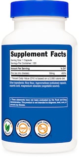 Foto 5 | Suplemento Nutricost De Quelato De Zinc 50 Mg 120 Cápsulas Vegetarianas - Venta Internacional.