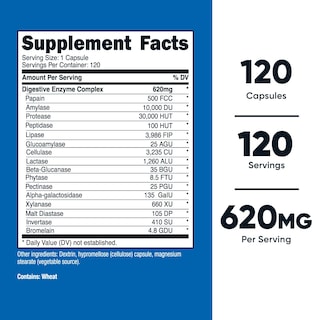Foto 2 | Suplemento Nutricost Digestive Enzymes 620 Mg 120 Cápsulas - Venta Internacional.