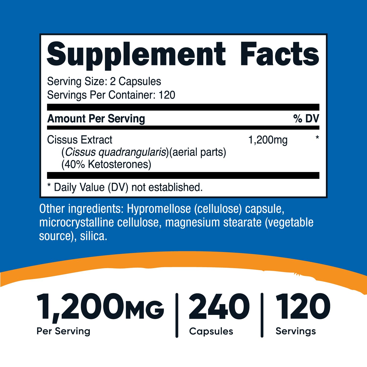 Foto 3 pulgar | Suplemento Nutricost Cissus Quadrangularis 1200 Mg 240 Cápsulas - Venta Internacional.