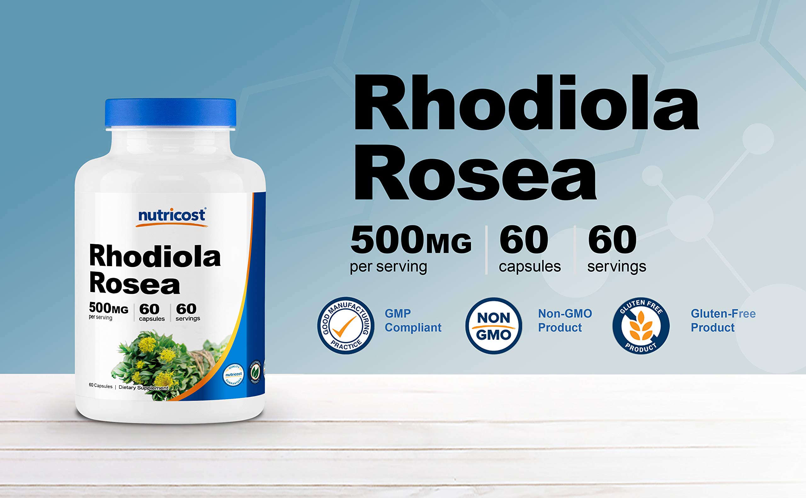 Foto 4 pulgar | Suplemento Nutricost Rhodiola Rosea 500 Mg 60 Cápsulas - Venta Internacional.