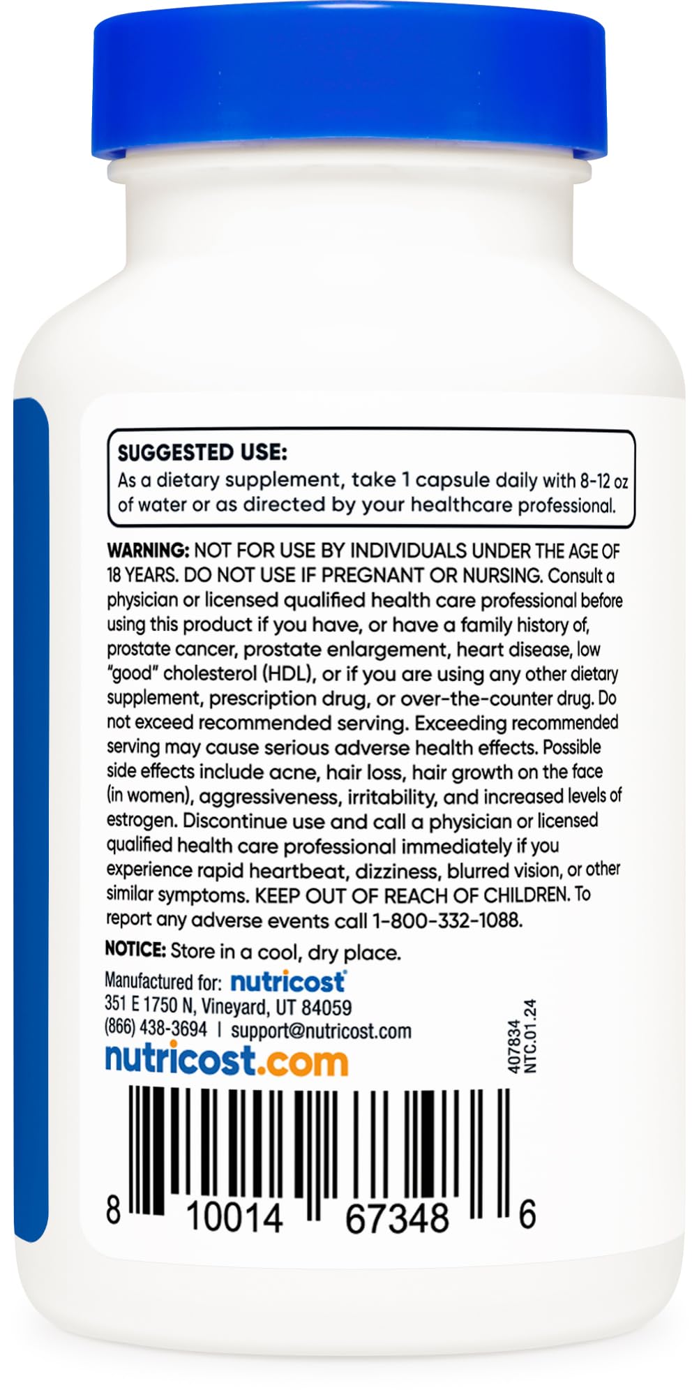 Foto 5 pulgar | Suplemento Nutricost Pregnenolone 50 Mg 120 Cápsulas - Venta Internacional.