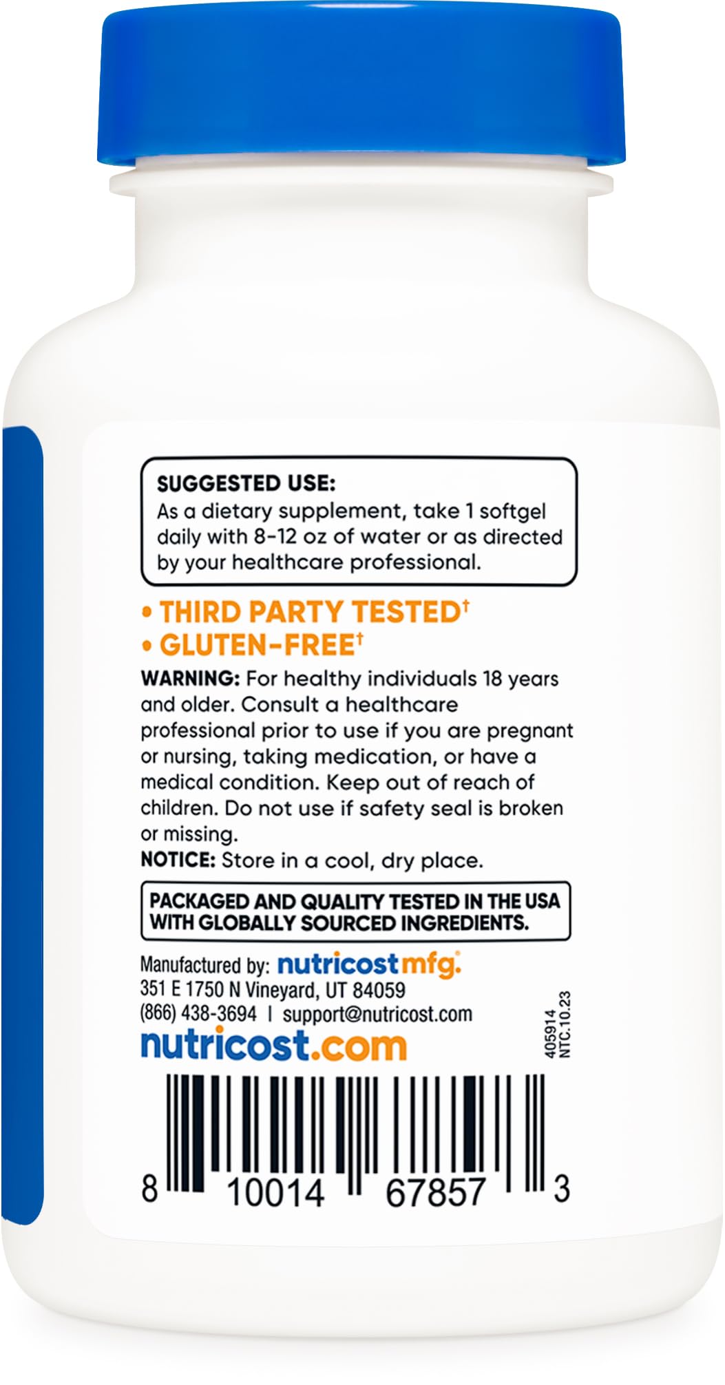 Foto 5 pulgar | Suplemento De Coq10 Nutricost, Cápsulas Blandas, 100 Mg, 120 Porciones - Venta Internacional.