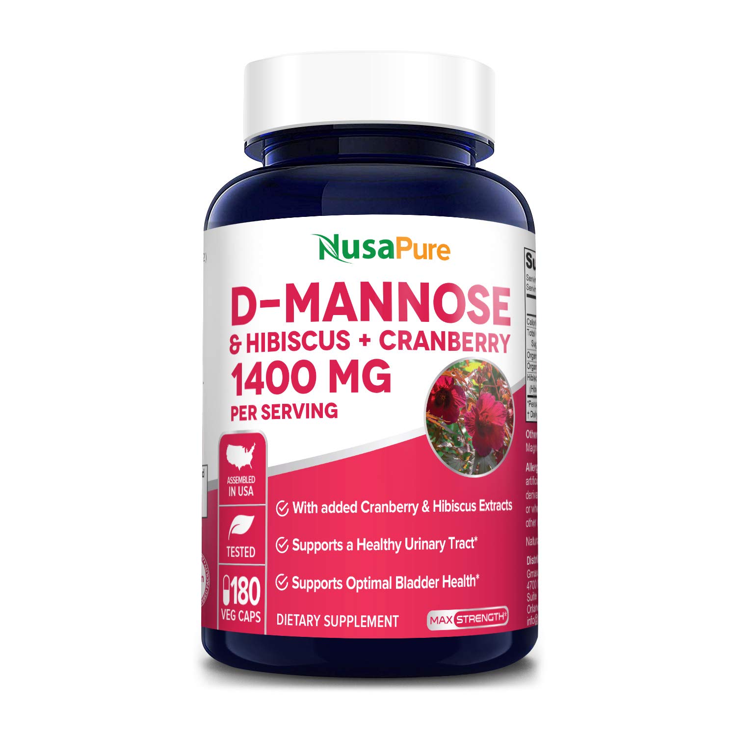 Foto 2 pulgar | Suplemento Del Complejo De D-manosa Nusapure 1400 Mg Con Hibisco Y Arándano - Venta Internacional.