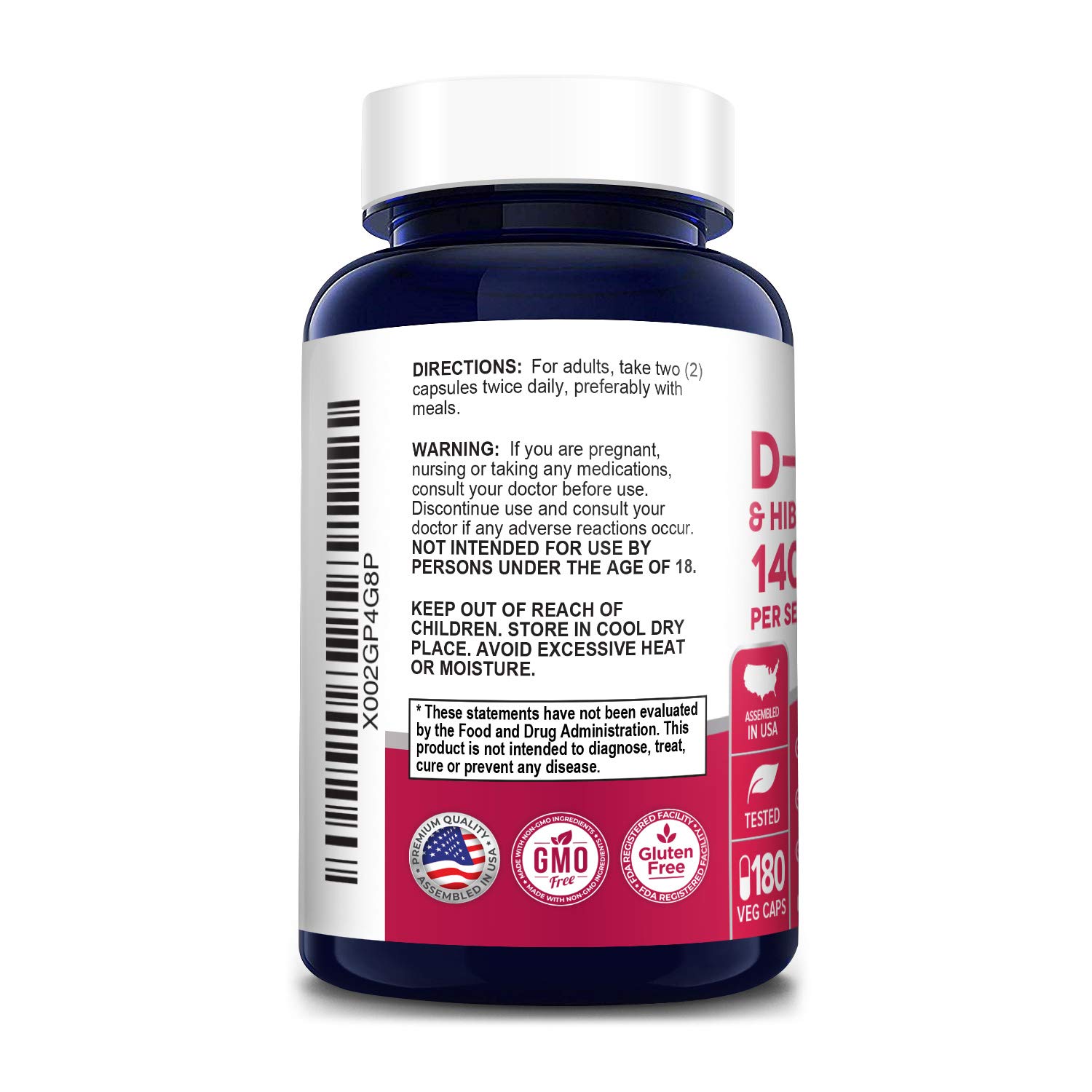 Foto 4 pulgar | Suplemento Del Complejo De D-manosa Nusapure 1400 Mg Con Hibisco Y Arándano - Venta Internacional.