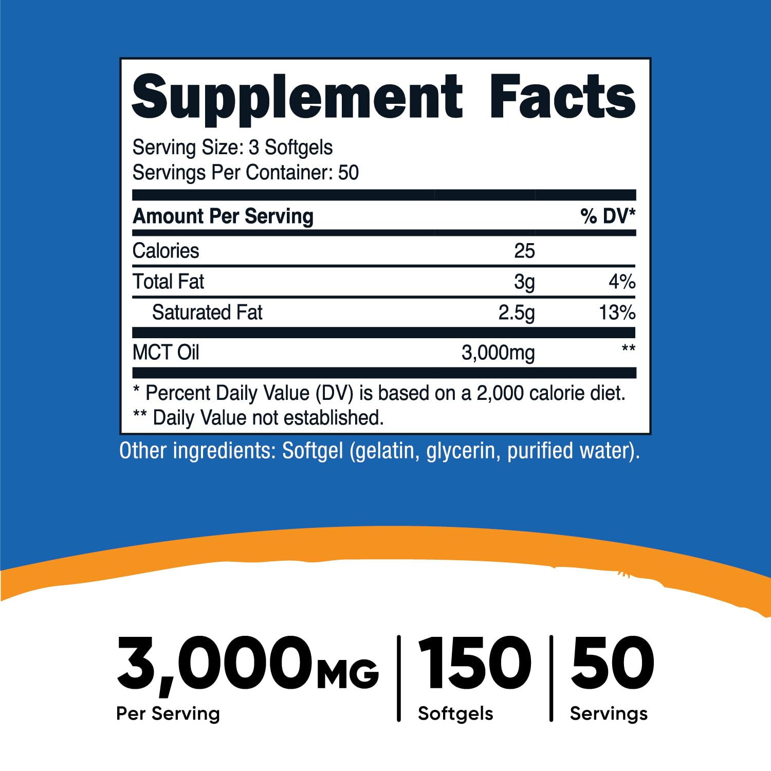 Foto 3 pulgar | Cápsulas Blandas De Aceite Mct Nutricost 1000 Mg 150 Cápsulas Blandas - Venta Internacional.