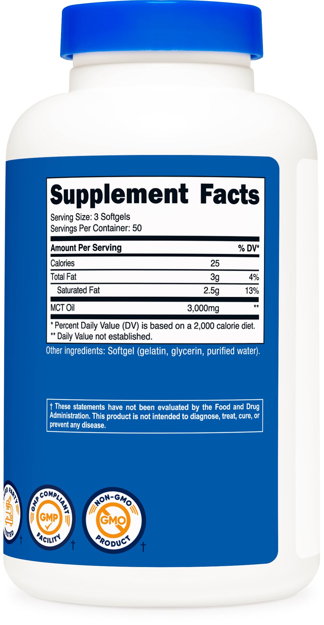 Foto 6 pulgar | Cápsulas Blandas De Aceite Mct Nutricost 1000 Mg 150 Cápsulas Blandas - Venta Internacional.
