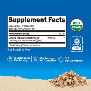 Foto 2 | Suplemento Nutricost De Raíz De Astrágalo Orgánico En Polvo, 454 G - Venta Internacional.