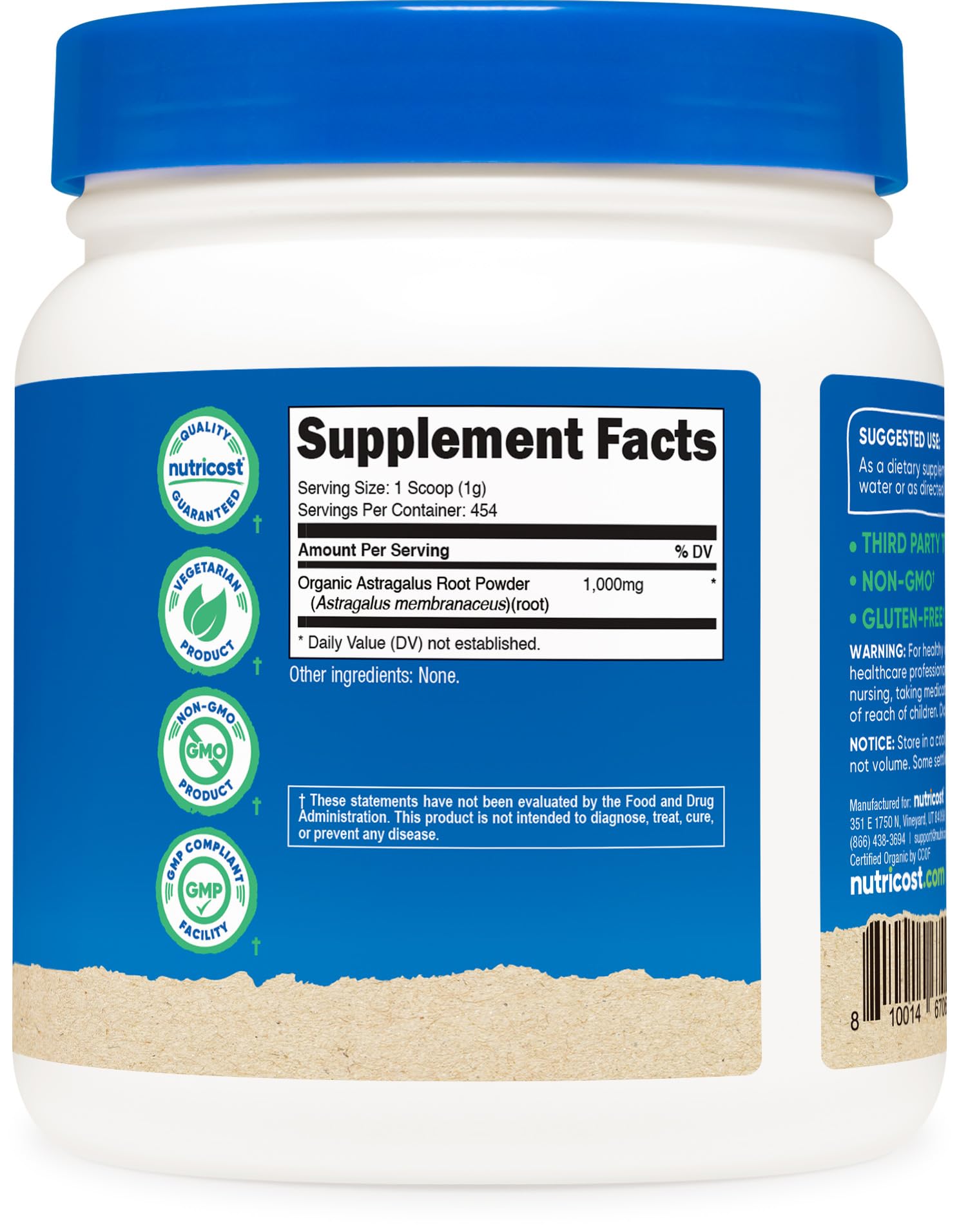 Foto 6 pulgar | Suplemento Nutricost De Raíz De Astrágalo Orgánico En Polvo, 454 G - Venta Internacional.