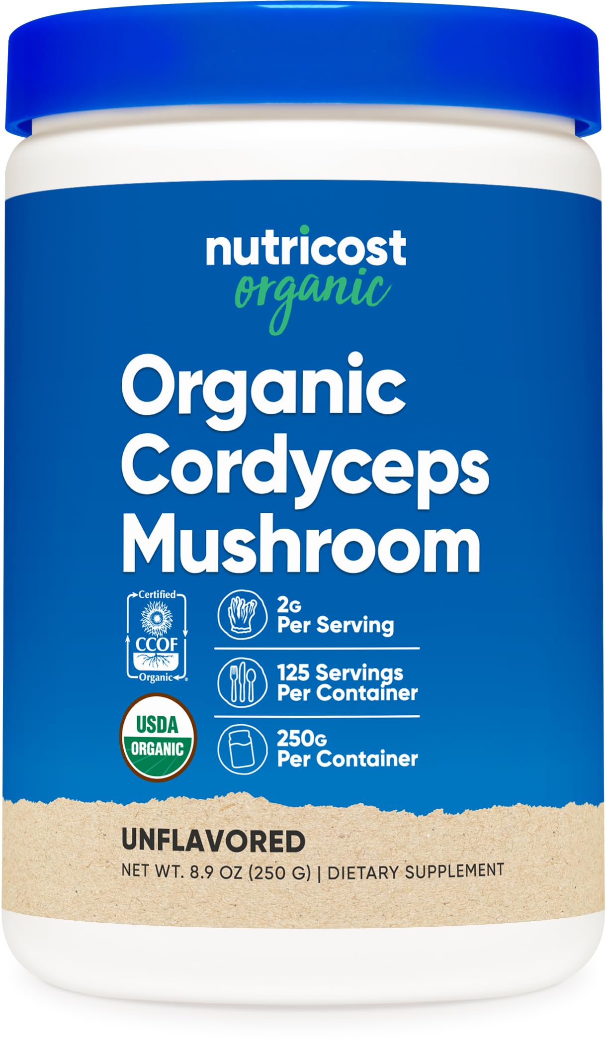 Polvo De Hongos Nutricost Organic Cordyceps 250 G Usda Organic - Venta Internacional.