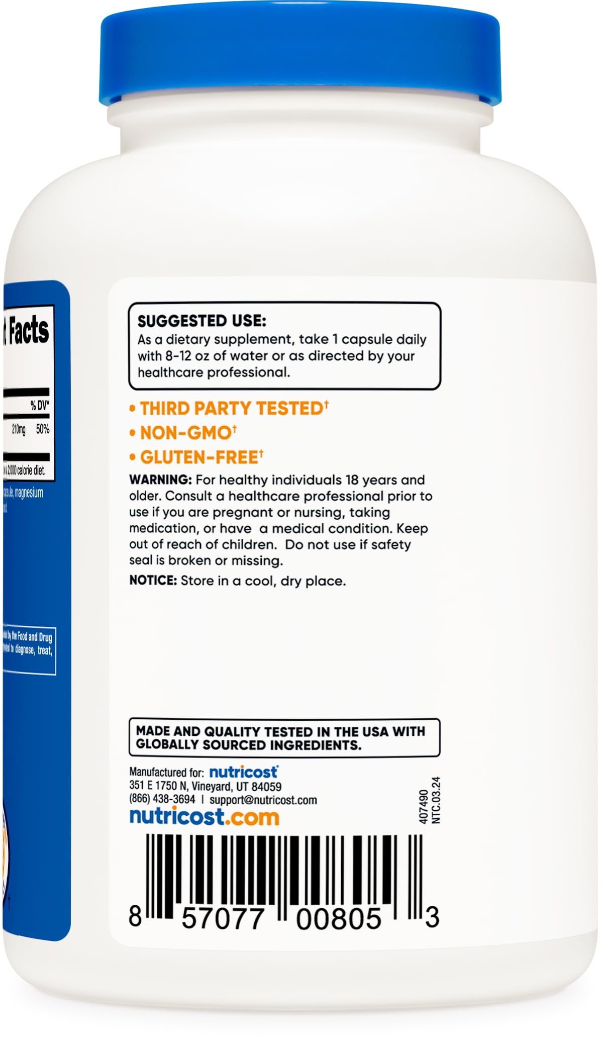 Foto 4 | Suplemento Nutricost De Óxido De Magnesio 375 Mg 240 Cápsulas - Venta Internacional.