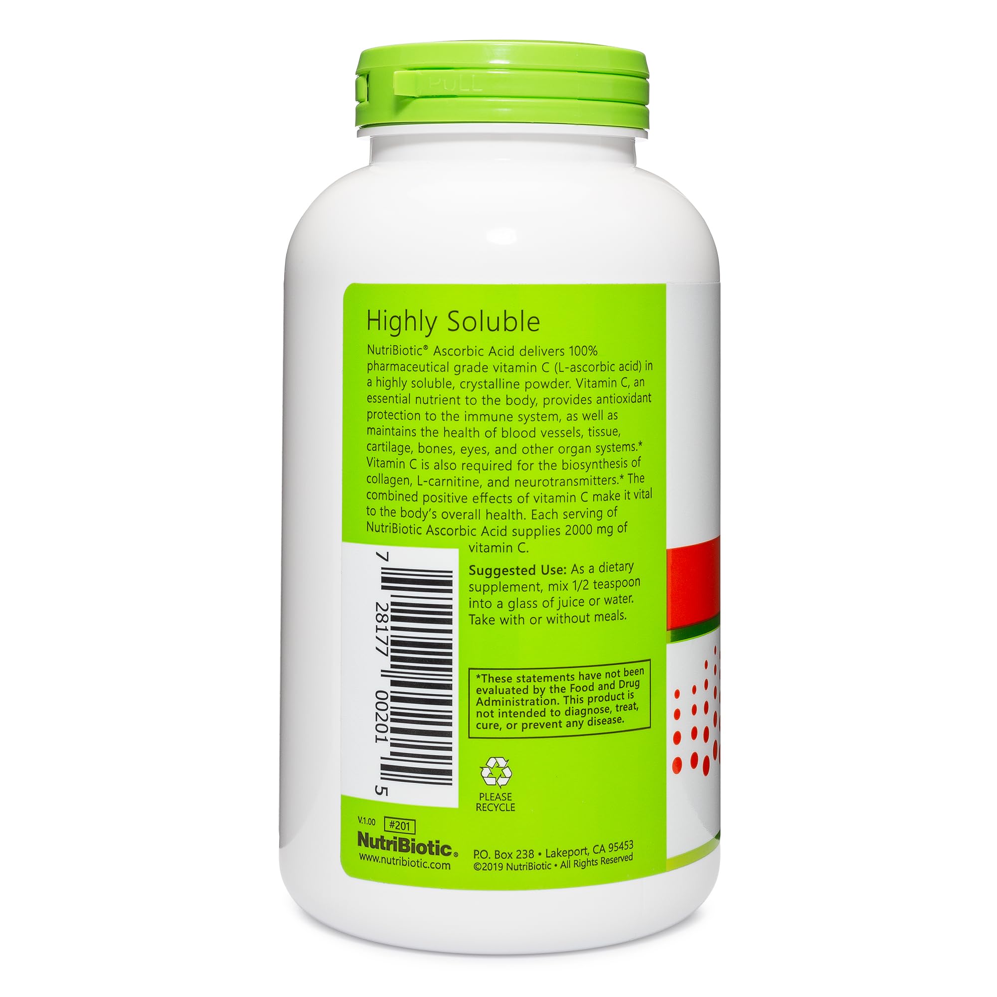 Foto 3 pulgar | Vitamina C En Polvo, Ácido Ascórbico Nutribiótico, 2000 Mg, 473 Ml - Venta Internacional.