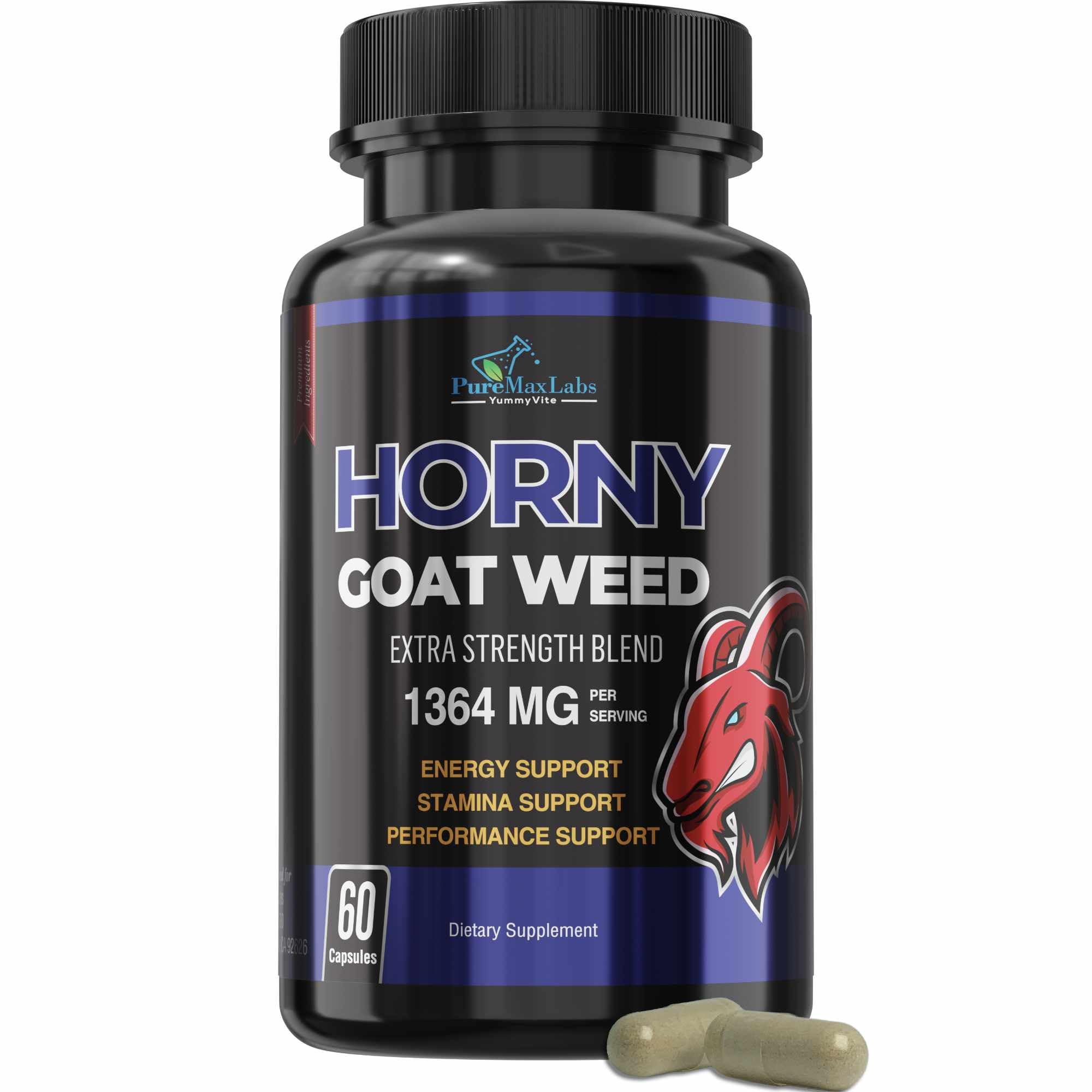 Foto 2 pulgar | Suplemento Yummyvite Horny Goat Weed Extra Strength 60 Cápsulas - Venta Internacional