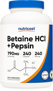 Foto 1 | Suplemento Nutricost Betaína Hcl + Pepsina 790 Mg 240 Cápsulas - Venta Internacional.