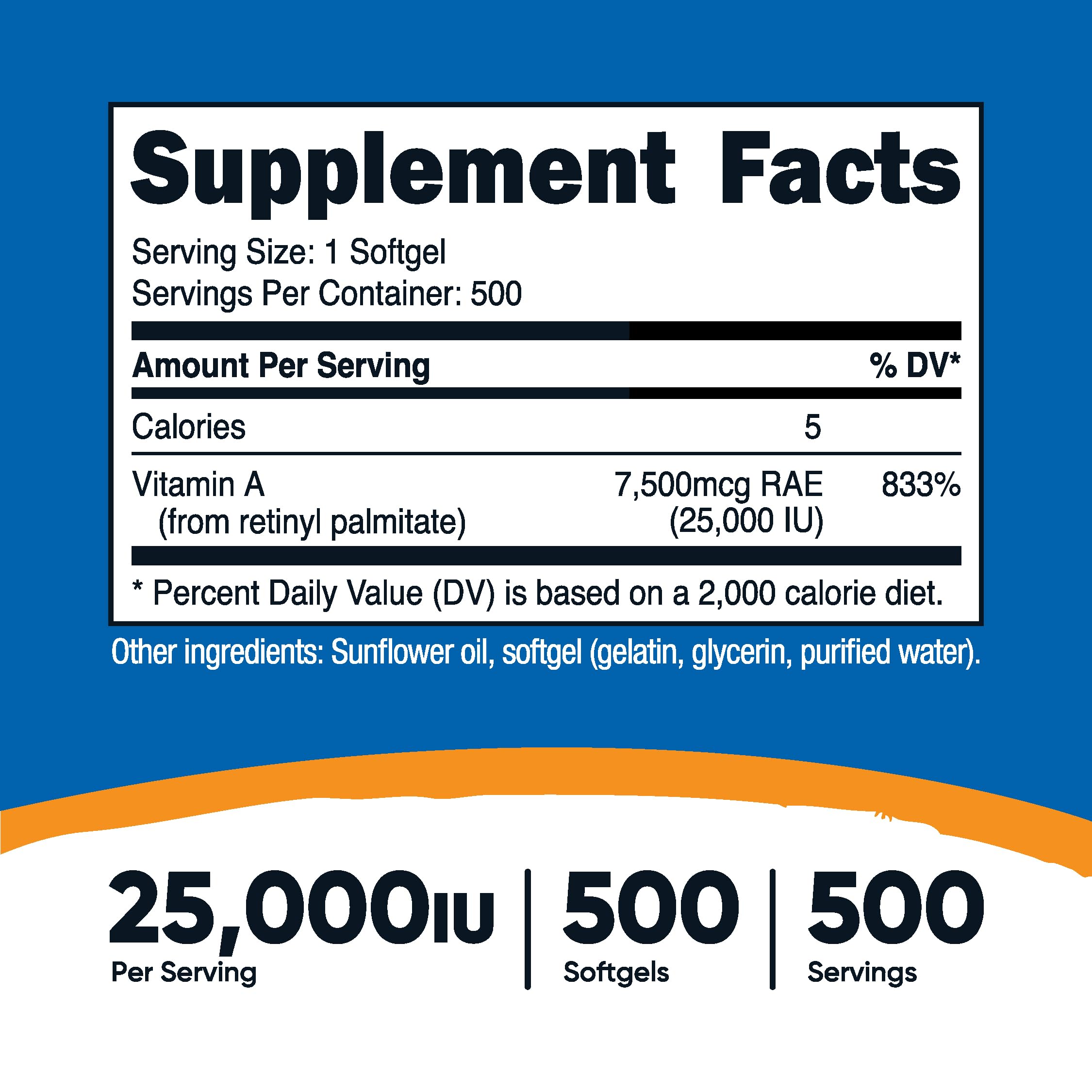 Foto 3 pulgar | Suplemento De Vitamina A Nutricost, 25.000 Ui, 500 Cápsulas Blandas - Venta Internacional.