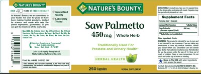 Foto 2 | Suplemento Nature's Bounty Saw Palmetto 450 Mg 250 Cápsulas X3 - Venta Internacional.