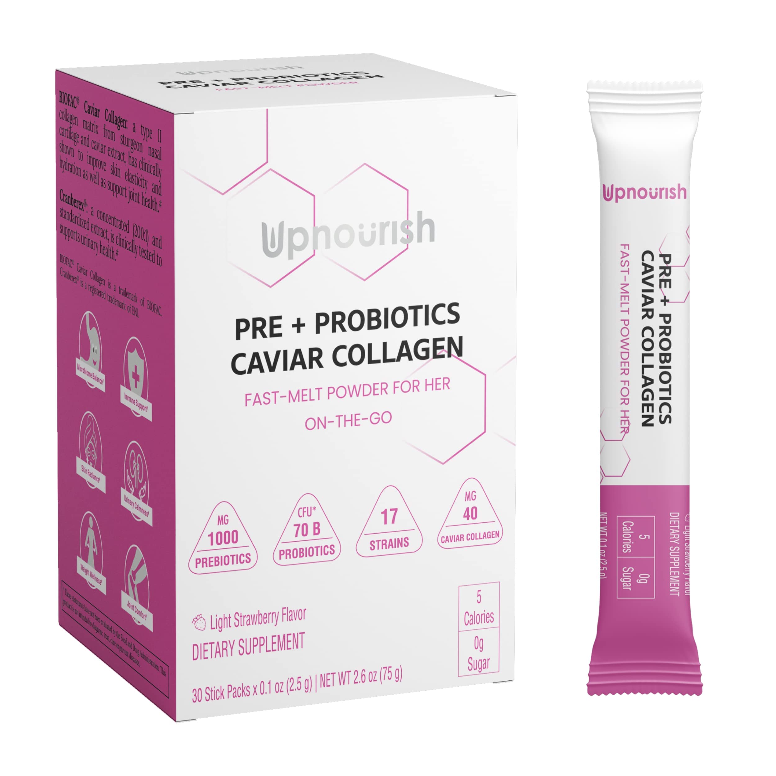 Foto 2 pulgar | Complemente Los Prebióticos, Probióticos Y Colágeno De Caviar Upnourish - Venta Internacional.