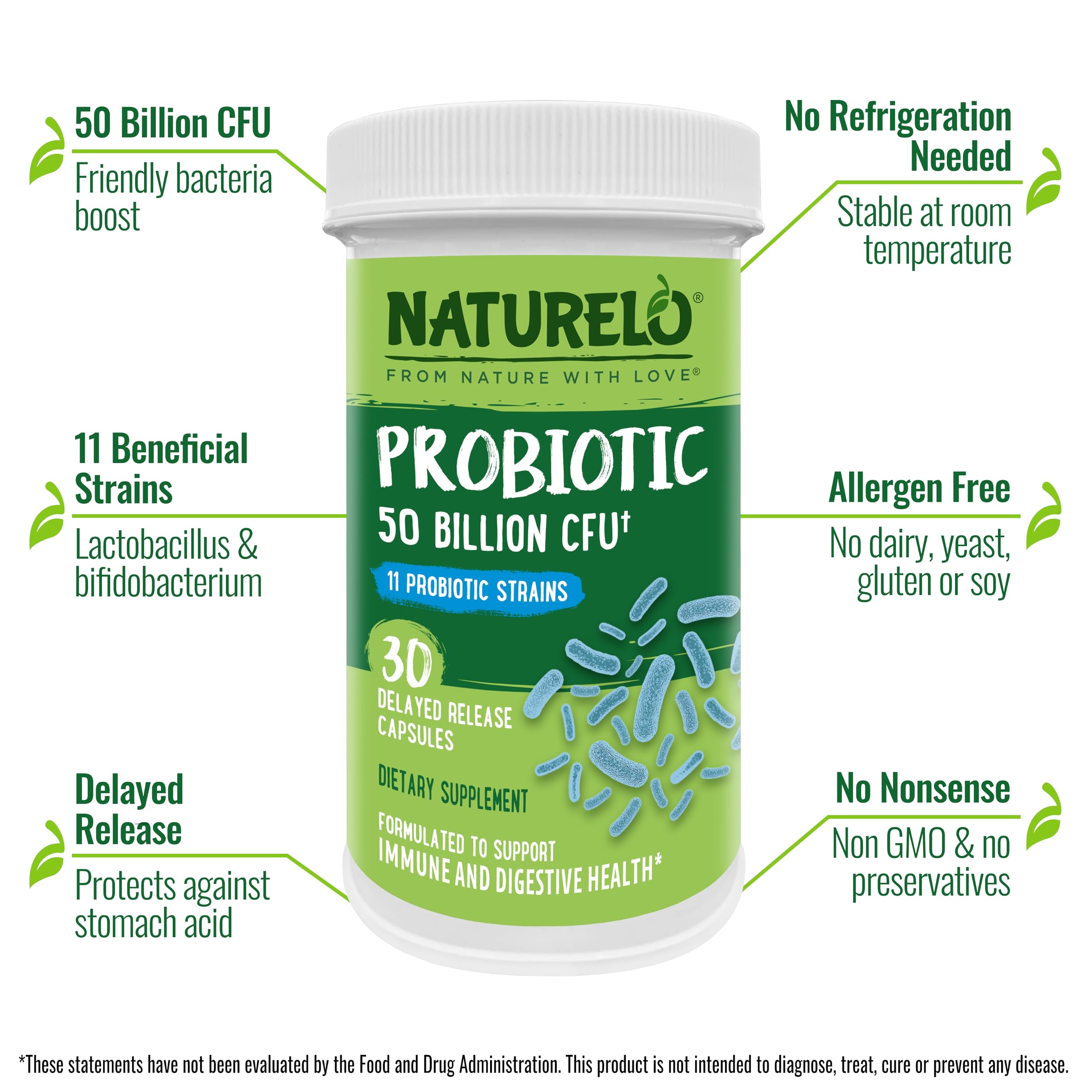 Foto 6 pulgar | Suplemento Probiótico Naturelo 50 Mil Millones De Cfu 30 Cápsulas Veganas - Venta Internacional.